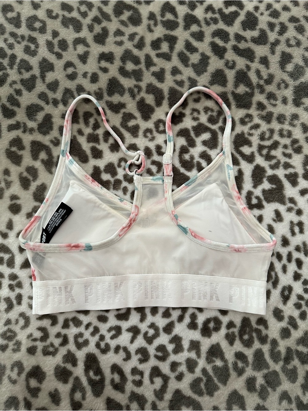 PINK Sport Victoria’s Secret Velvet Ultimately Lightly Lined Bra Cream Floral S - Picture 5 of 17